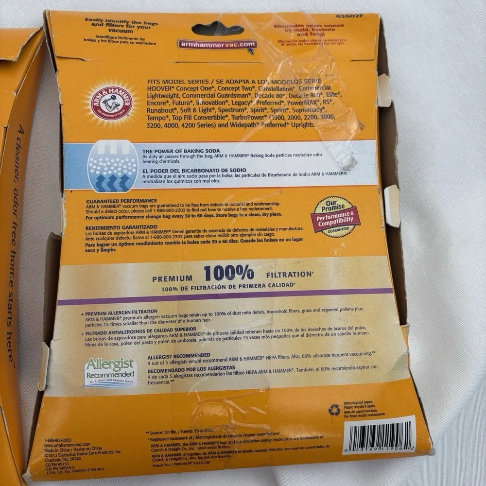 Arm‎ & Hammer Hoover Type A Vacuum Bags 2 Packages-Odor Eliminating Bags